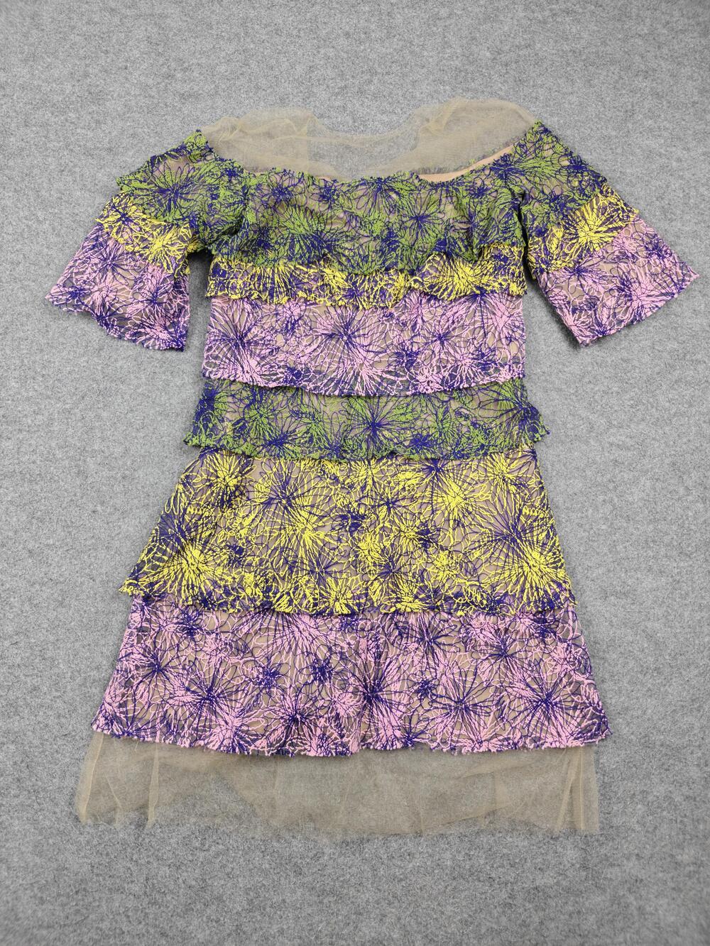 Tadashi Shoji Dress Womens 2 Multicolor Fit & Flare Off Shoulder Lace Lined